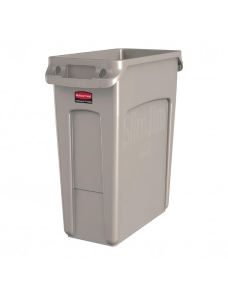 Rubbermaid Slim Jim Container With Venting Channels Beige 60Ltr