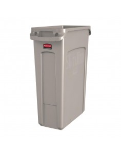 Rubbermaid Slim Jim Container With Venting Channels Beige 87Ltr