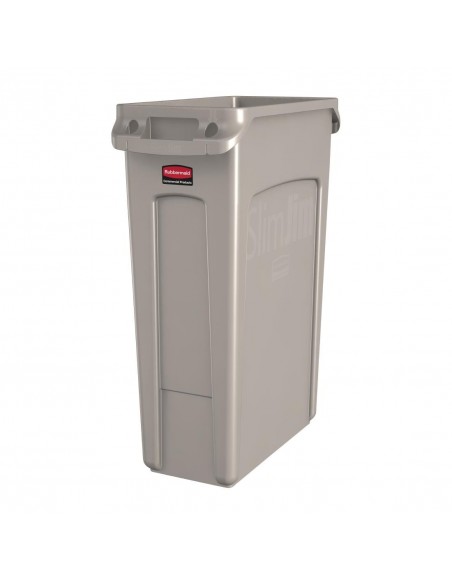 Rubbermaid Slim Jim Container With Venting Channels Beige 87Ltr