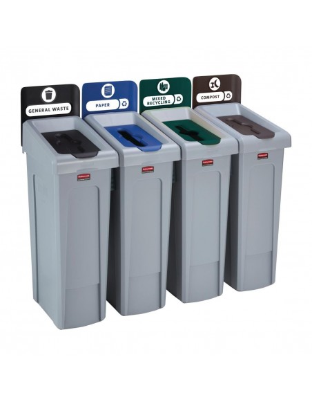 Rubbermaid Slim Jim Four Stream Recycling Station 87Ltr