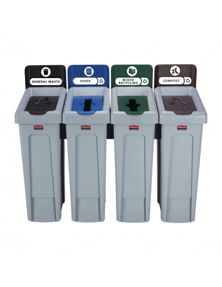 Rubbermaid Slim Jim Four Stream Recycling Station 87Ltr