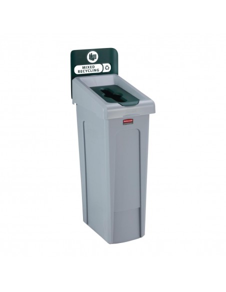 Rubbermaid Slim Jim Mixed Recycling Station Green 87Ltr