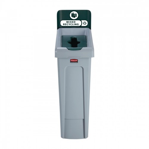 Rubbermaid Slim Jim Mixed Recycling Station Green 87Ltr