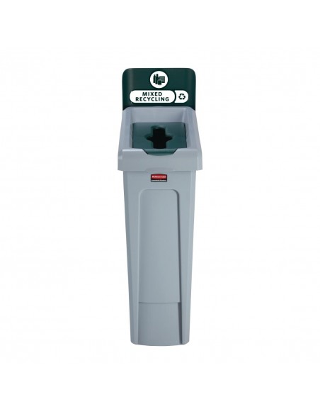 Rubbermaid Slim Jim Mixed Recycling Station Green 87Ltr