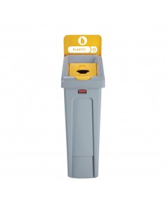 Rubbermaid Slim Jim Plastic Recycling Station Yellow 87Ltr 2