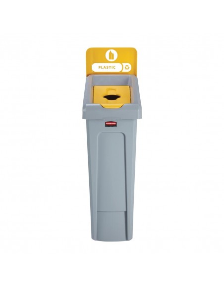 Rubbermaid Slim Jim Plastic Recycling Station Yellow 87Ltr