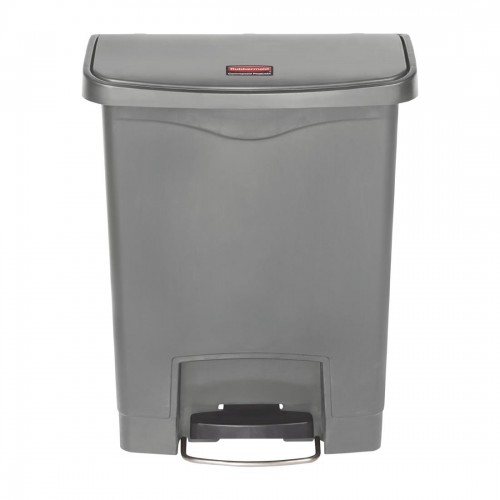 Rubbermaid Slim Jim Step On Front Step Pedal Bin Grey 30Ltr