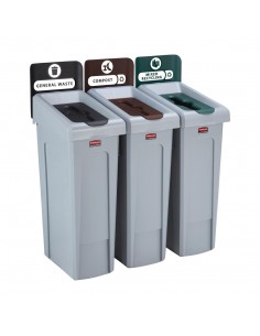 Rubbermaid Slim Jim Three Stream Recycling Station 87Ltr