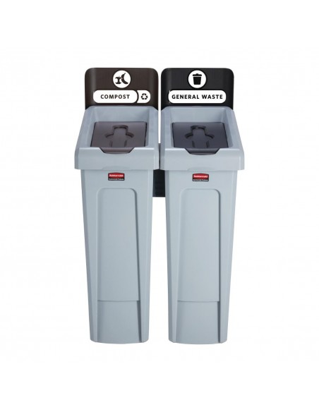 Rubbermaid Slim Jim Two Stream Recycling Station 87Ltr