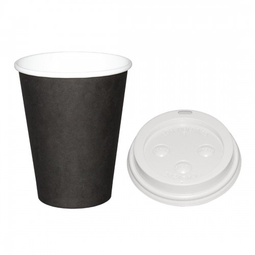 Fiesta Special Offer Fiesta Black 225ml Hot Cups and White Lids