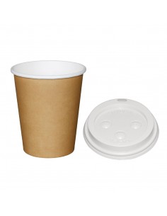 Fiesta Special Offer Fiesta Brown 225ml Hot Cups and White Lids