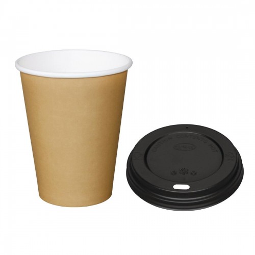 Fiesta Special Offer Fiesta Brown 340ml Hot Cups and Black Lids