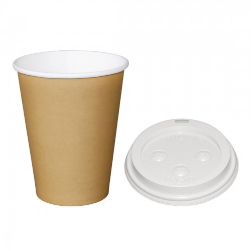 Fiesta Special Offer Fiesta Brown 340ml Hot Cups and White Lids