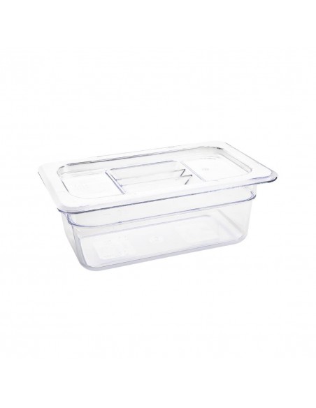 Vogue Polycarbonate 1/4 Gastronorm Container 100mm Clear