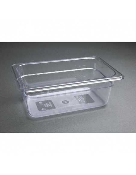 Vogue Polycarbonate 1/4 Gastronorm Container 100mm Clear
