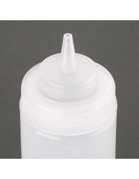 Vogue Clear Wide Neck Squeeze Sauce Bottle 16Oz Empty Condiment Dispenser 