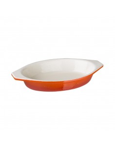 Vogue Oval Orange Cast Iron Gratin Large