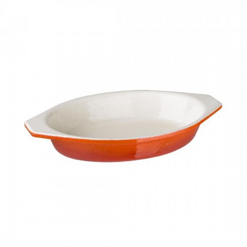 Vogue Oval Orange Cast Iron Gratin Large