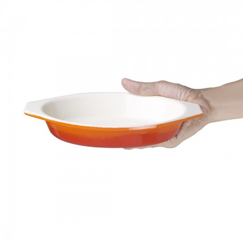 Vogue Oval Orange Cast Iron Gratin Large