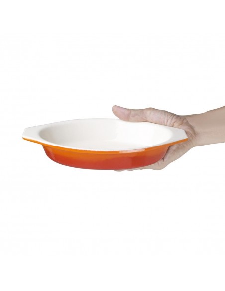 Vogue Oval Orange Cast Iron Gratin Large