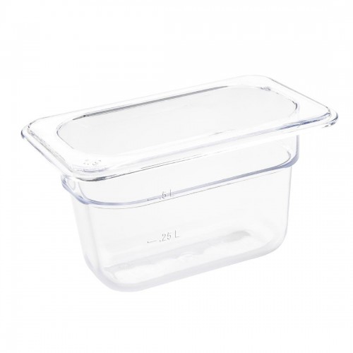 Vogue Polycarbonate 1/9 Gastronorm Container 100mm Clear