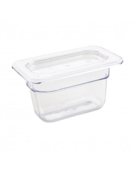 Vogue Polycarbonate 1/9 Gastronorm Container 100mm Clear