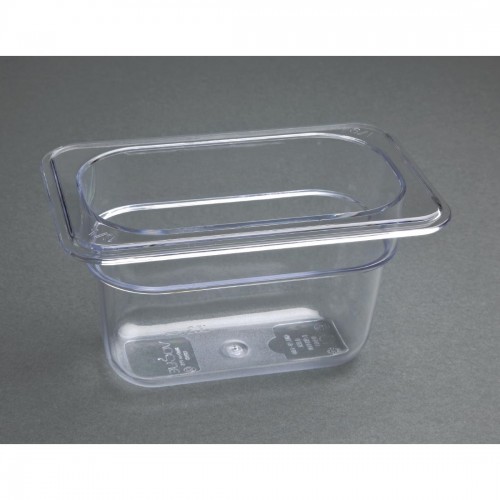 Vogue Polycarbonate 1/9 Gastronorm Container 100mm Clear