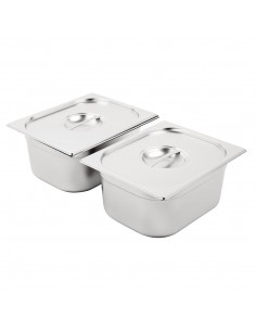 Vogue Stainless Steel Gastronorm Pan Set 2 x 12 with Lids