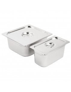 Vogue Stainless Steel Gastronorm Set 1/3 and 2/3 with Lids