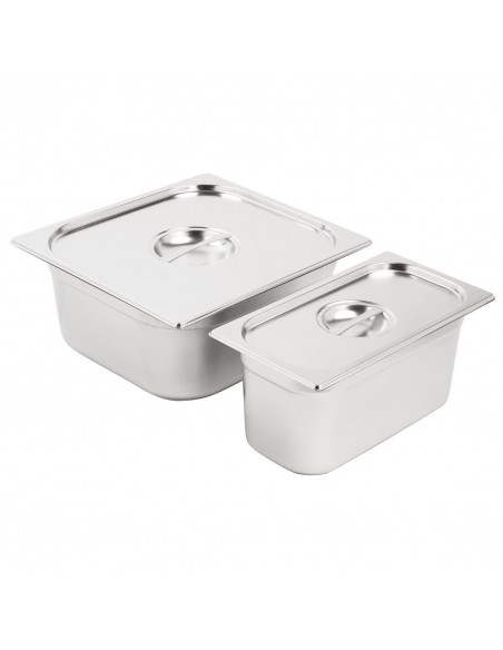 Vogue Stainless Steel Gastronorm Set 1/3 and 2/3 with Lids