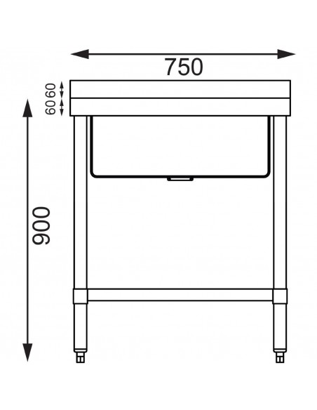 Vogue Stainless Steel Midi Sink