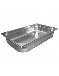 Vogue Stainless Steel Perforated 1/1 Gastronorm Pan 100mm