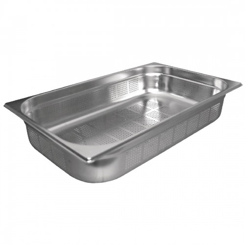 Vogue Stainless Steel Perforated 1/1 Gastronorm Pan 150mm