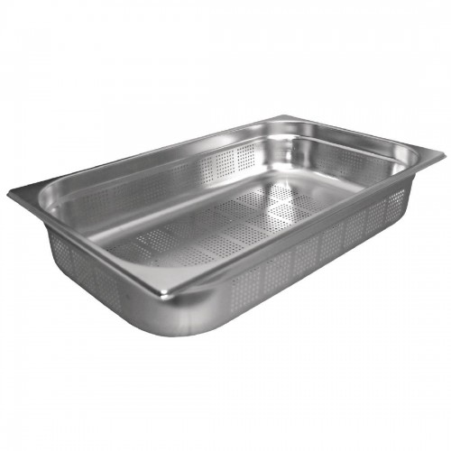 Vogue Stainless Steel Perforated 1/1 Gastronorm Pan 200mm