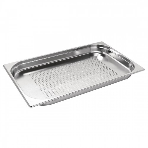 Vogue K842 Stainless Steel Perforated Gastronorm Tray – 1/1 Size 150mm – Commercial Kitchen