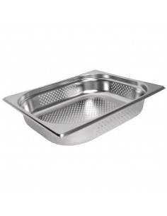 Vogue Stainless Steel Perforated 1/2 Gastronorm Pan 100mm