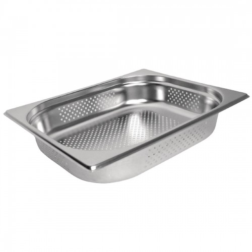 Vogue Stainless Steel Perforated 1/2 Gastronorm Pan 100mm