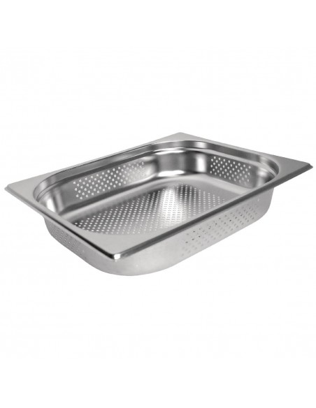 Vogue Stainless Steel Perforated 1/2 Gastronorm Pan 100mm