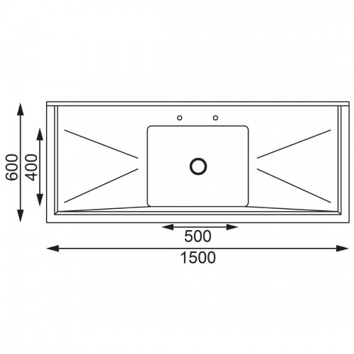 Vogue Stainless Steel Sink Double Drainer 1500mm