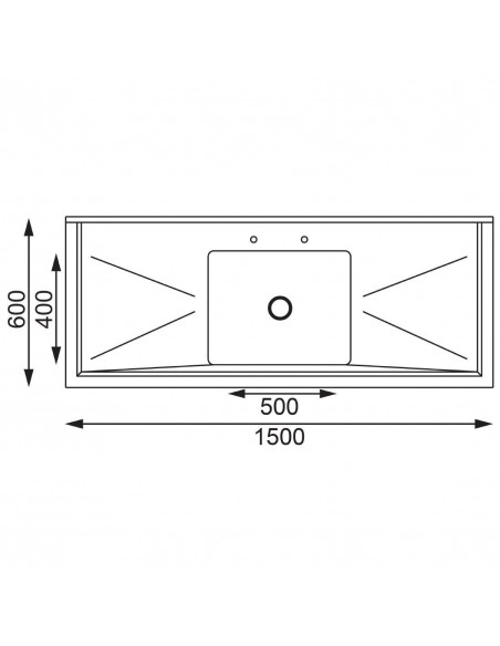 Vogue Stainless Steel Sink Double Drainer 1500mm