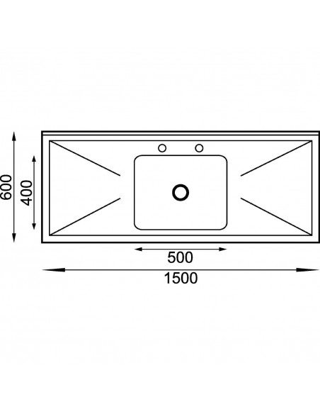 Vogue Stainless Steel Sink Double Drainer 1500mm