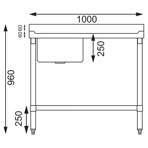 Vogue Stainless Steel Sink Left Hand Bowl 1000x 600mm
