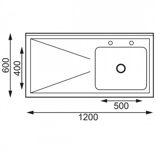 Vogue Stainless Steel Sink Right Hand Bowl 1200x 600mm