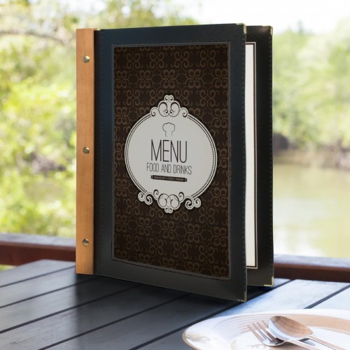 Wooden Spine Menu Holder - Black