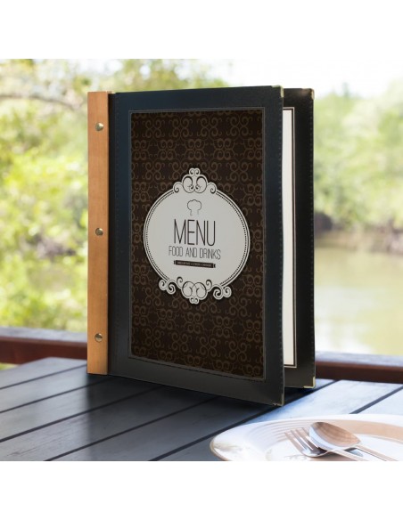 Wooden Spine Menu Holder - Black