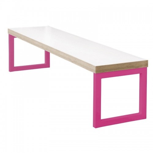 Bolero Dining Bench White with Pink Frame 3ft - DM659