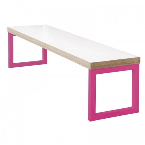 Bolero Dining Bench White with Pink Frame 5ft - DM660