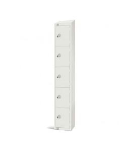 Elite Lockers Elite Five Door Camlock Locker with Sloping Top Wh