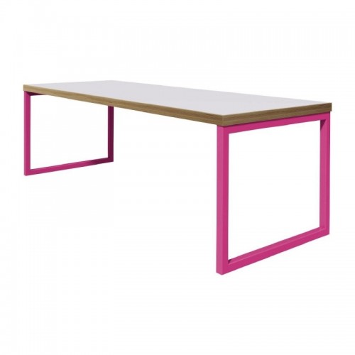 Bolero Dining Table White with Pink Frame 4ft - DM656