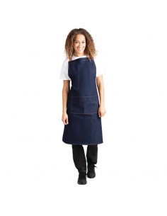 Southside Bistro Apron Denim Blue Tan Ties